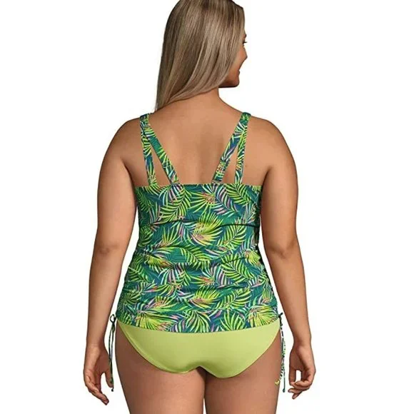 NWT Lands End Adjustable Cinch V-Neck Underwire Tankini Top Size 24W $120 HH307 - Picture 5 of 5